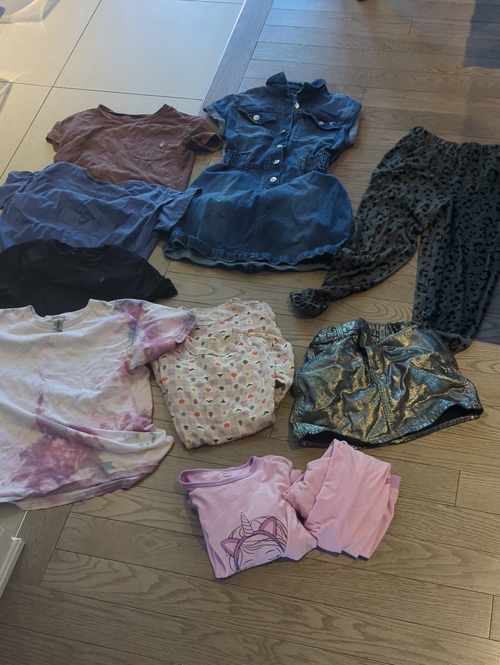 Kids' 12 Piece Bundle Assorted Tops, Pj's, Dress, Skirt Lounge Pants Size 8-10